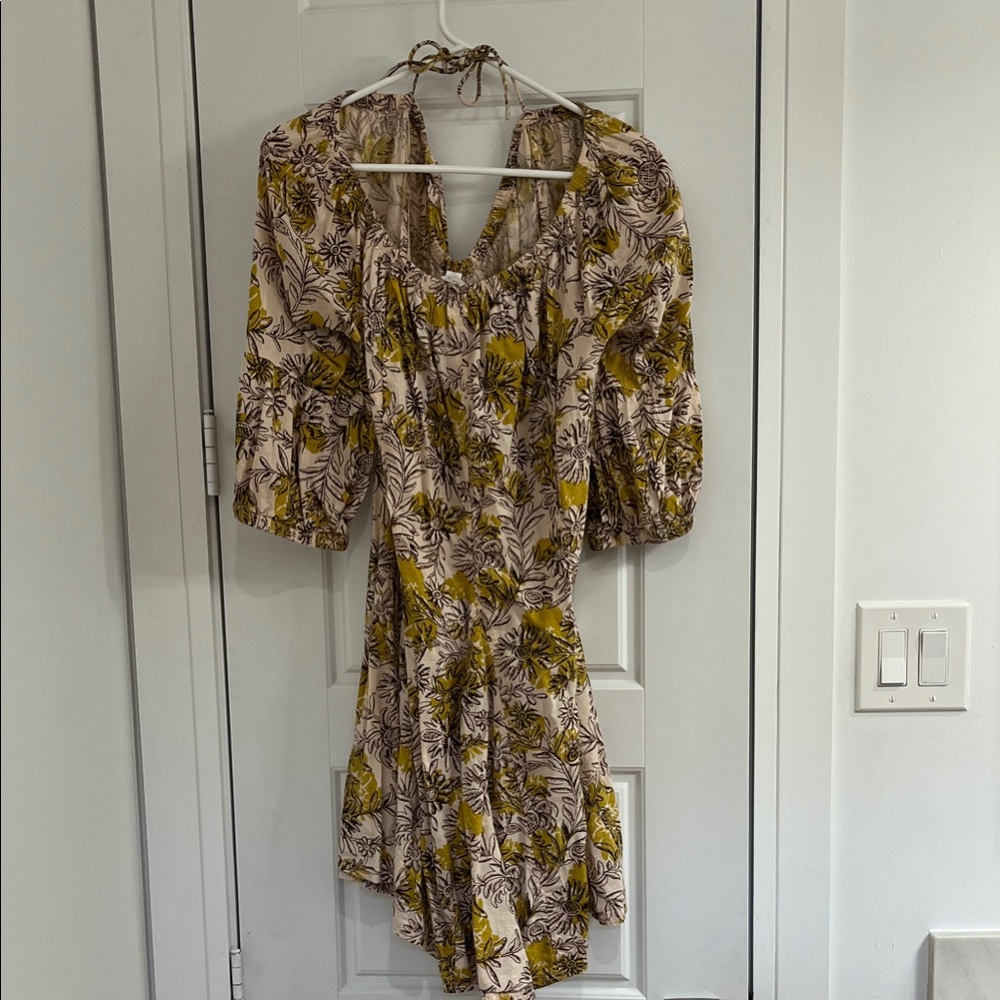 Anthropologie Floral Midi Dress - Yellow and Cream